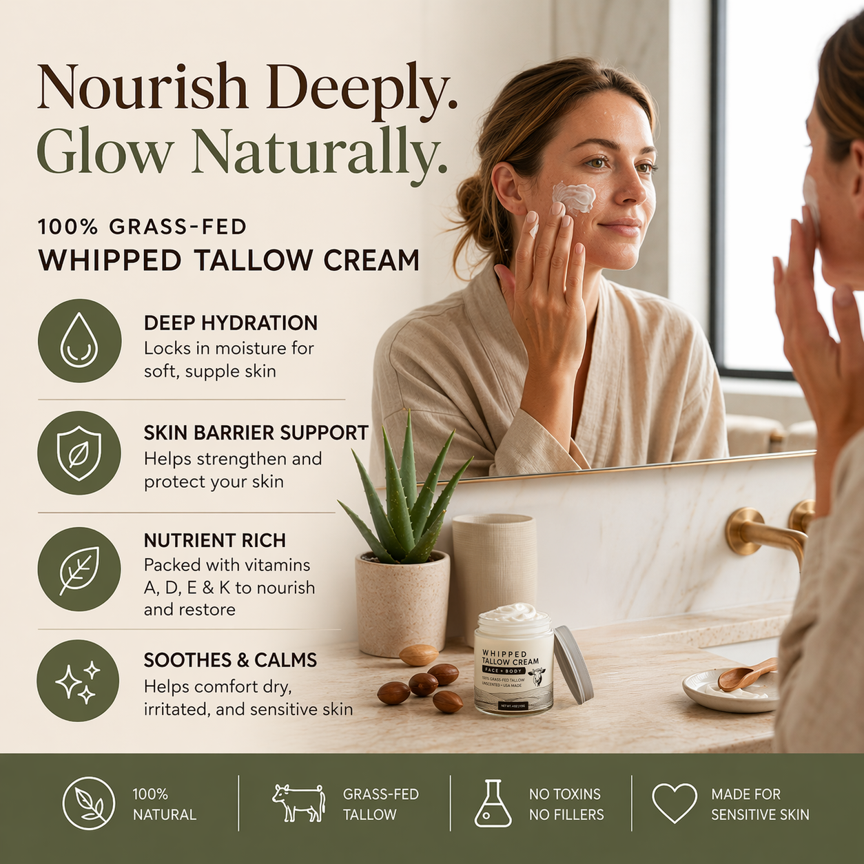 100% Grass-Fed Whipped Tallow Cream